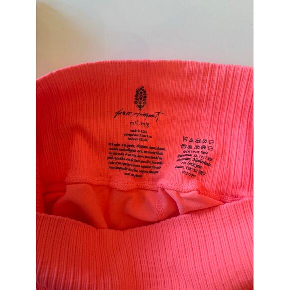 Free People Movement "Good Karma" Wide Leg Pants Sz M/L Neon Coral - Picture 4 of 5